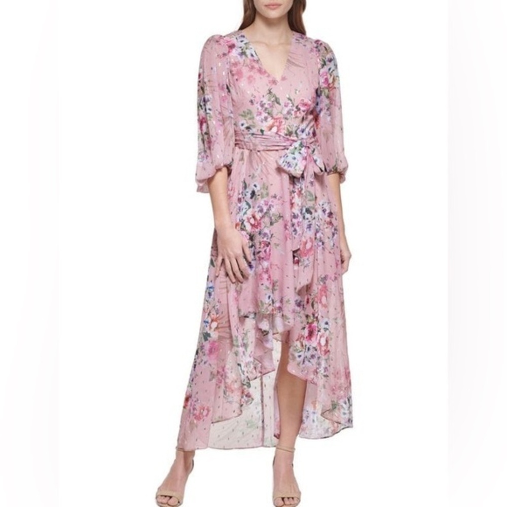 Eliza J Floral Pink Flowy Maxi Dress Size 12 NEW